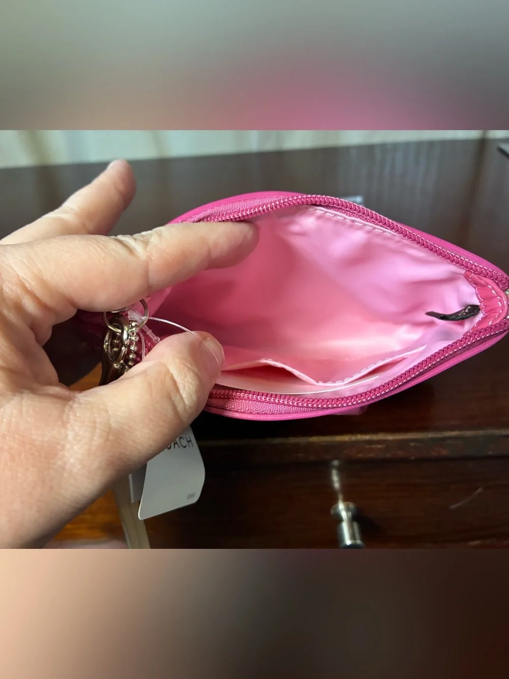 Coach Pink Patent Signature Wristlet Clutch NWT